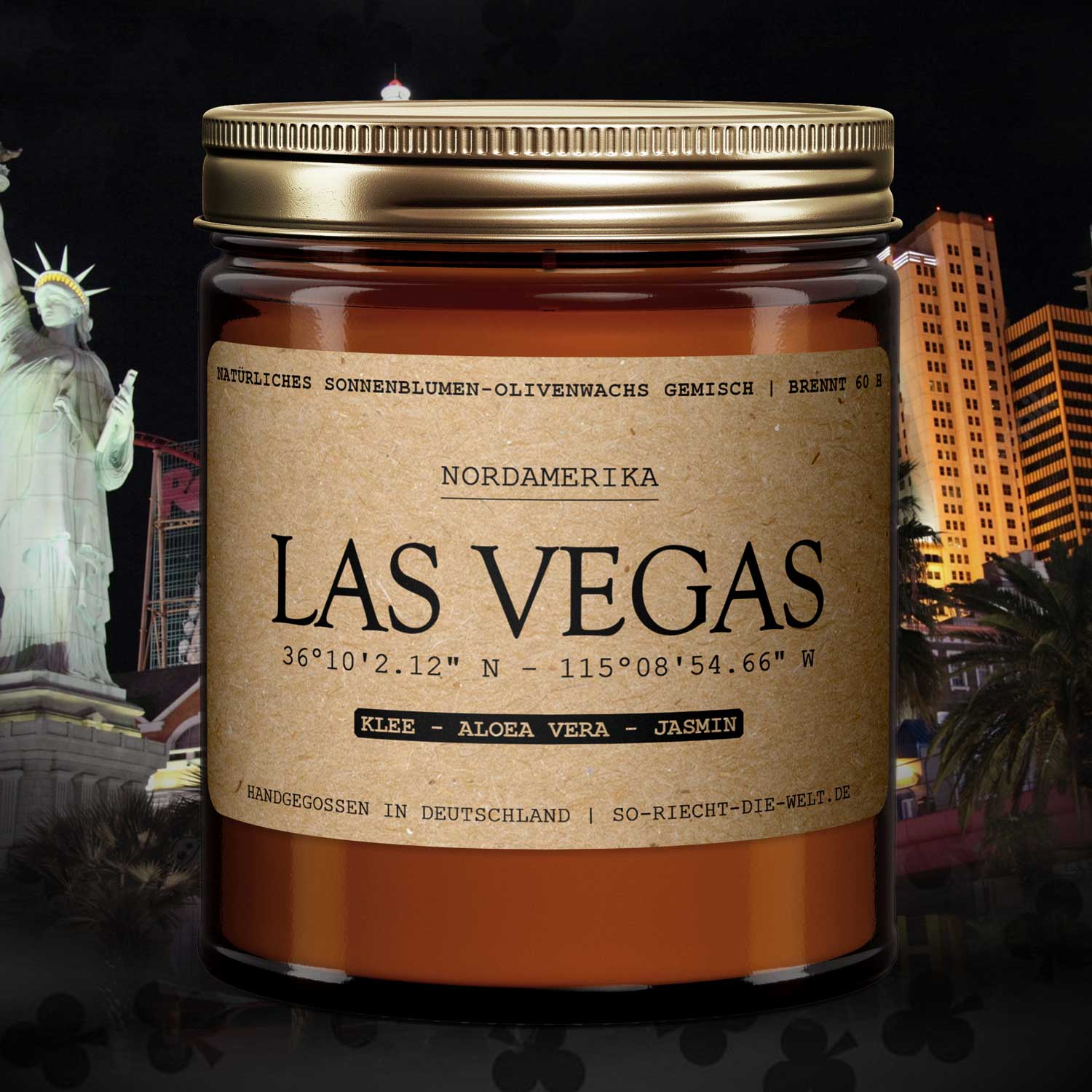 Bougie parfumée Las Vegas - Trèfle | Aloe Vera | Jasmin