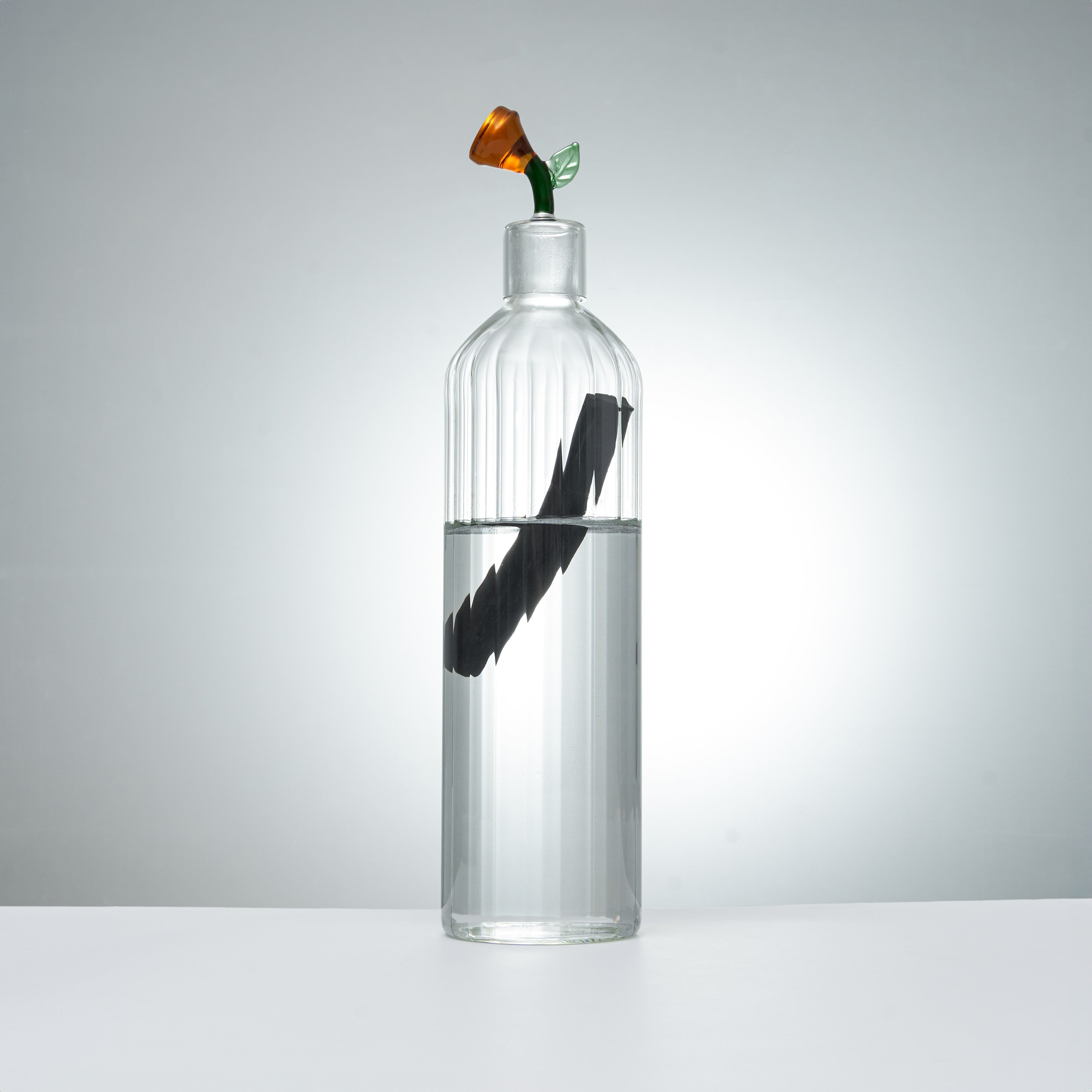 Carafe en verre 1L + 1 charbon de bambou-0