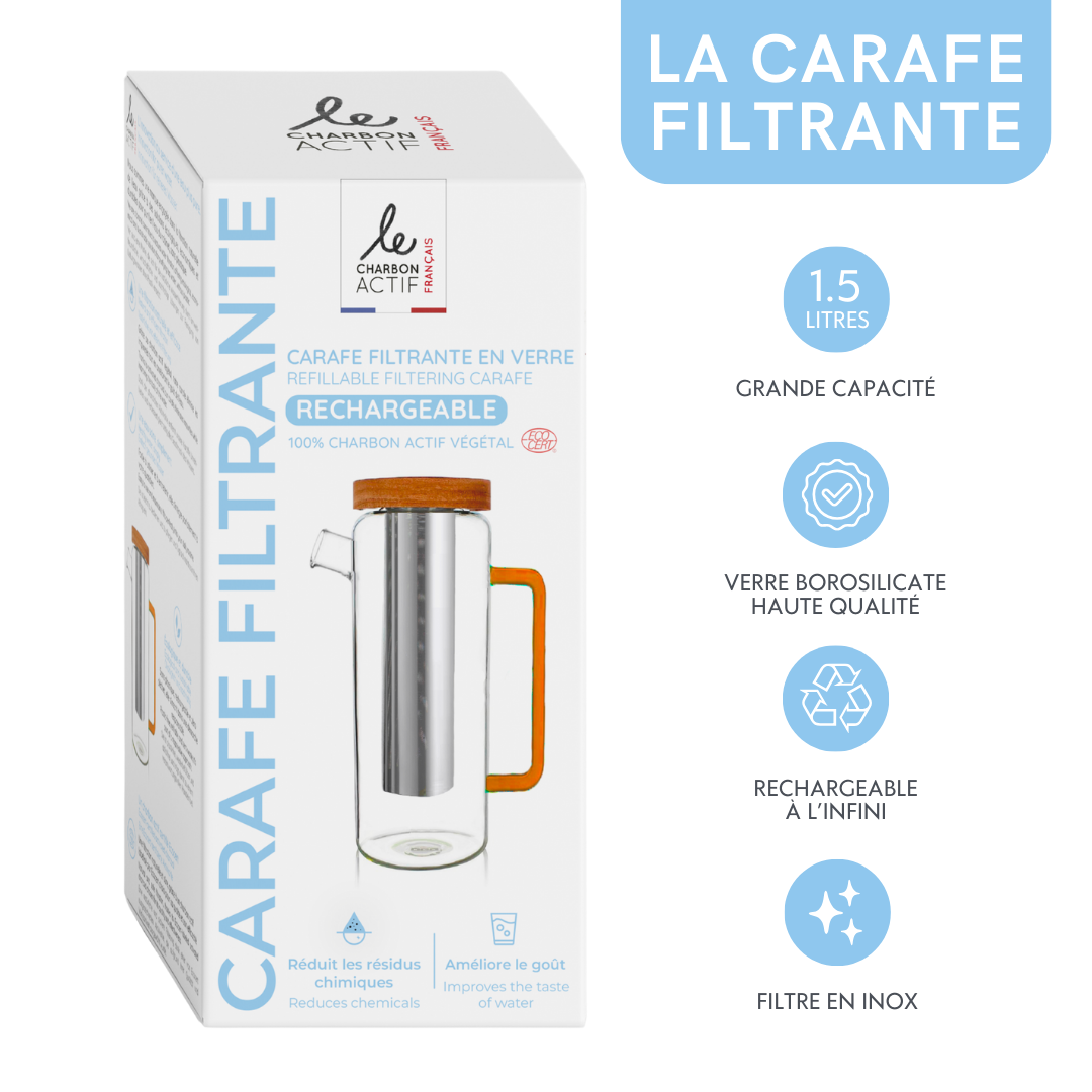 Carafe filtrante en verre 1.5L - rechargeable et écologique-2