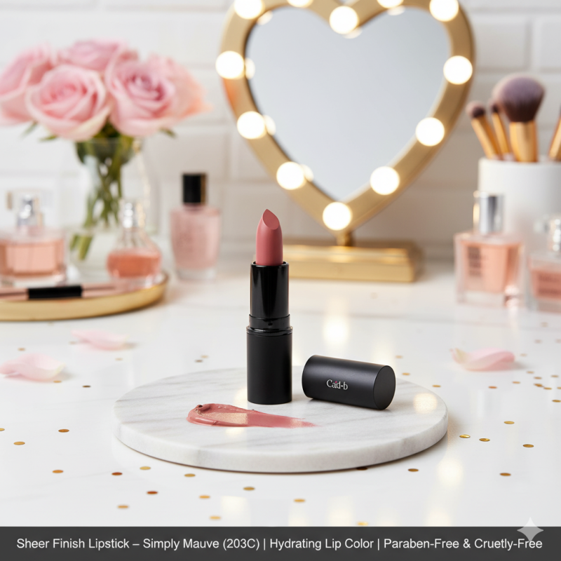 Sheer Finish Lipstick – Simply Mauve (203C) | Hydrating Lip Color | Paraben-Free & Cruelty-Free